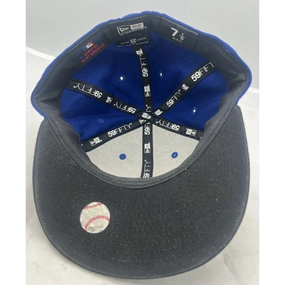 New Era 59FIFTY Cincinnati Reds Fitted Hat 7 1/8 Blue Black MLB Cap Rare